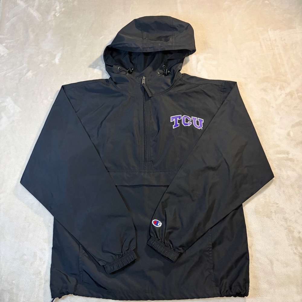 Champion TCU Horned Frogs Windbreaker Jacket Black Quarter Zip Womens XS